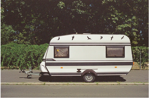 a caravan with a jockey wheel